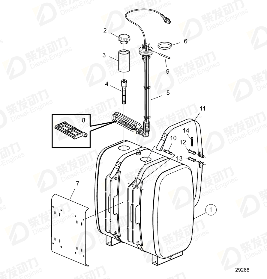 volvo penta Bracket 23076280 Drawing